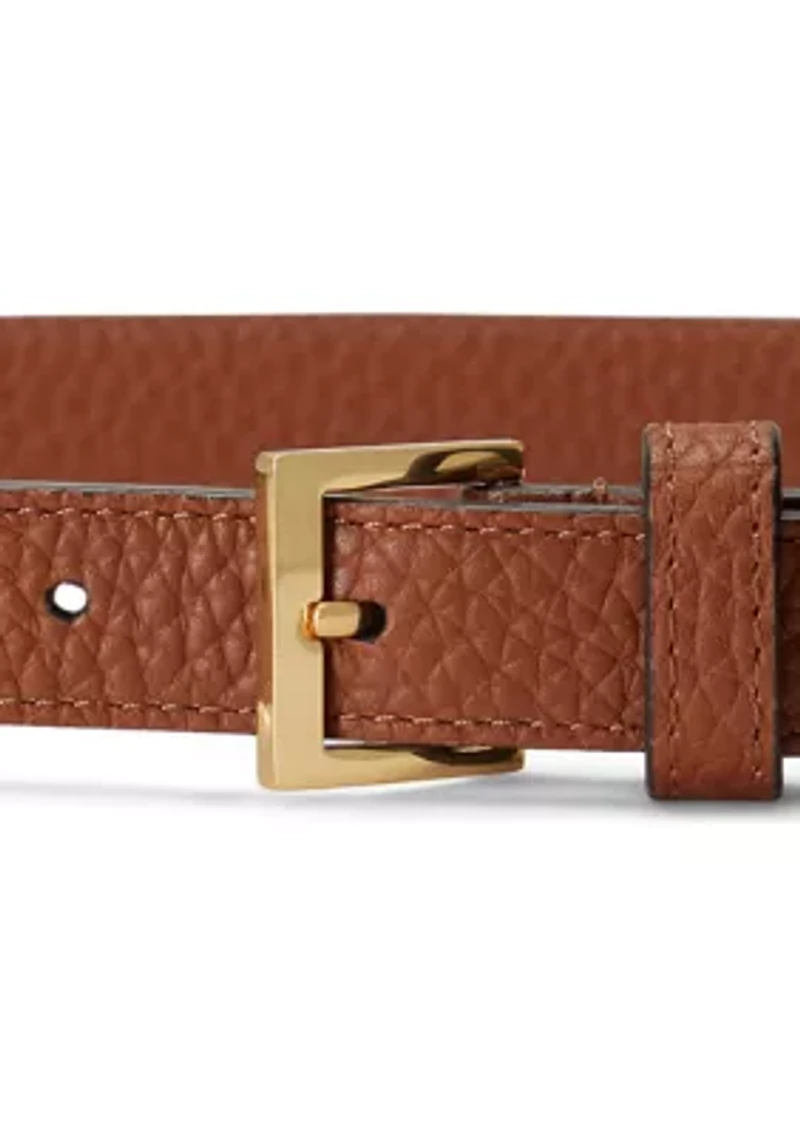 Pebbled Leather Skinny Belt