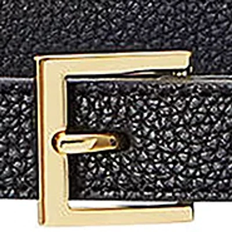 Pebbled Leather Skinny Belt