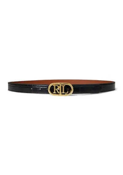 Logo Reversible Embossed Skinny Belt