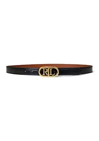 Logo Reversible Embossed Skinny Belt