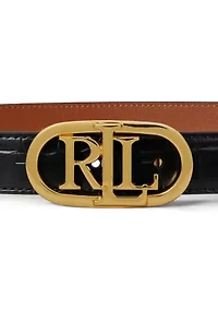 Logo Reversible Embossed Skinny Belt