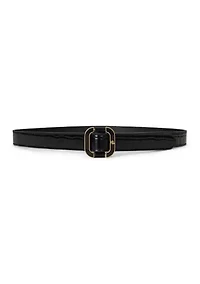 Slide-Buckle Croc-Embossed Leather Belt