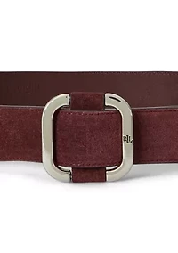 Slide-Buckle Suede Belt