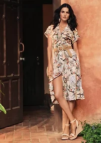 Woven Jute Faux Horn Buckle Wide Belt