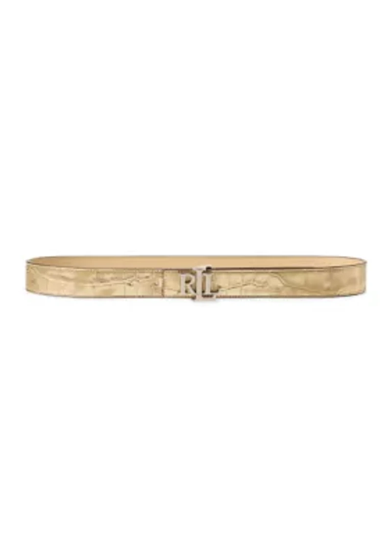 Logo Reversible Leather Skinny Belt