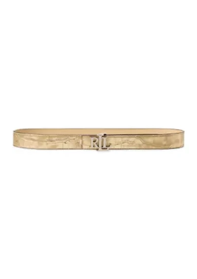 Logo Reversible Leather Skinny Belt