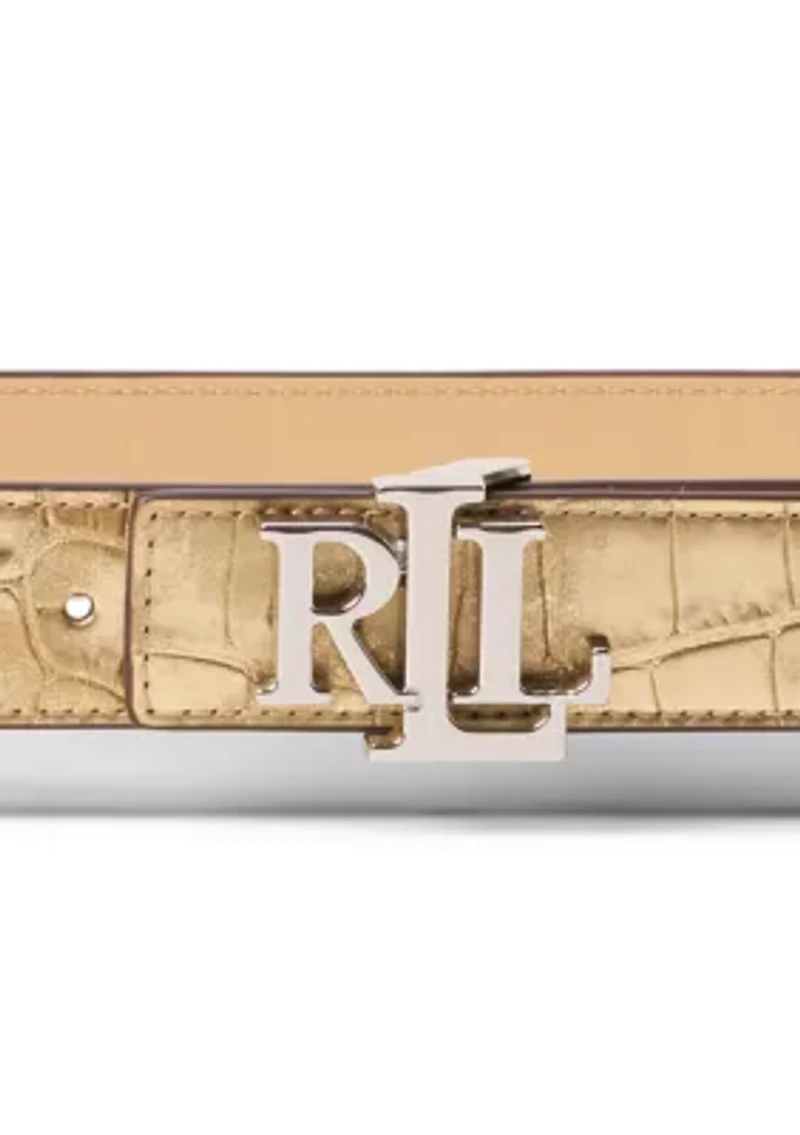 Logo Reversible Leather Skinny Belt