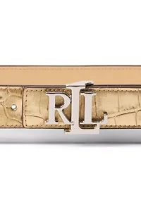 Logo Reversible Leather Skinny Belt