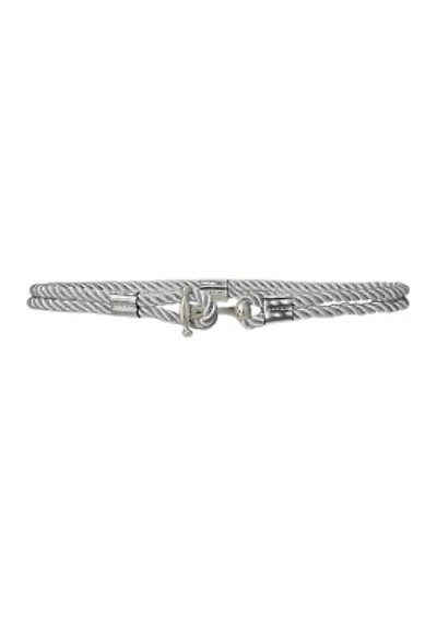 Metallic Rope Anchor-Toggle Skinny Belt