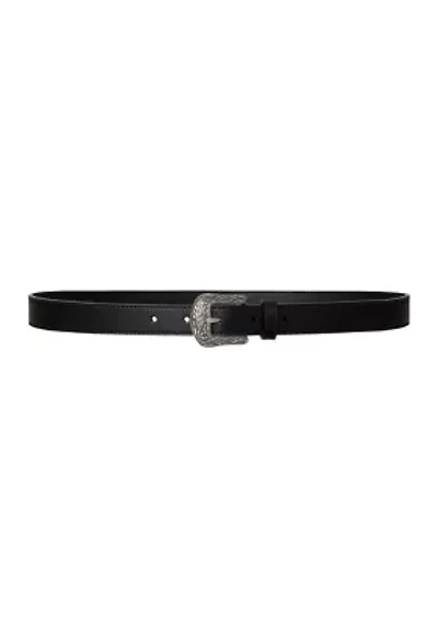 Tooled Buckle Leather Belt