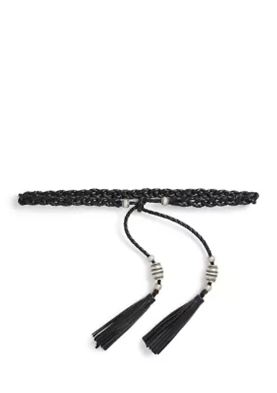 Braided Leather Tassel Tie Belt