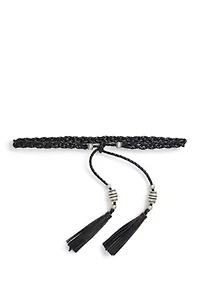 Braided Leather Tassel Tie Belt