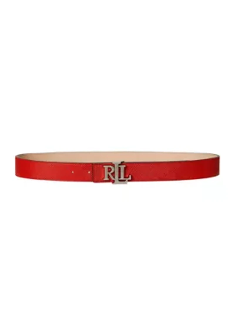 Logo Reversible Crosshatch Leather Belt