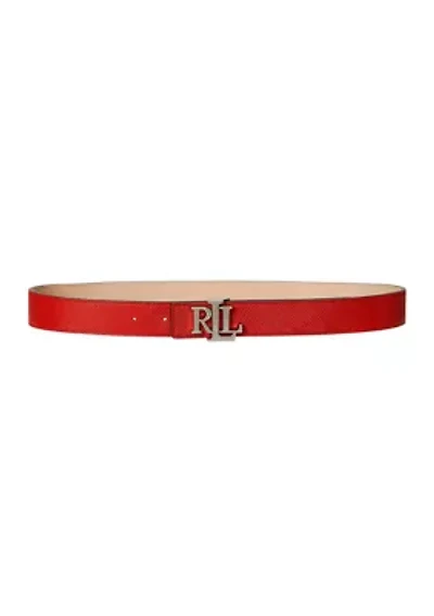Logo Reversible Crosshatch Leather Belt