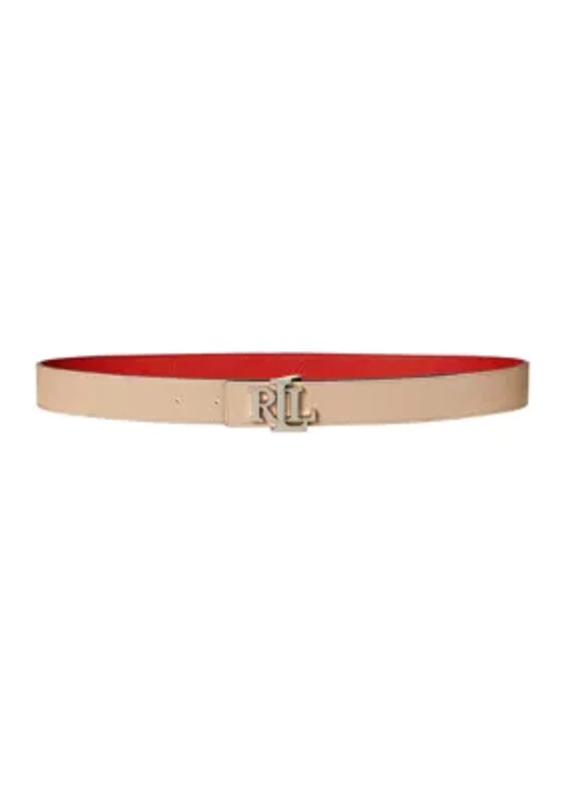 Logo Reversible Crosshatch Leather Belt