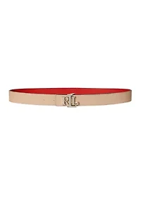 Logo Reversible Crosshatch Leather Belt