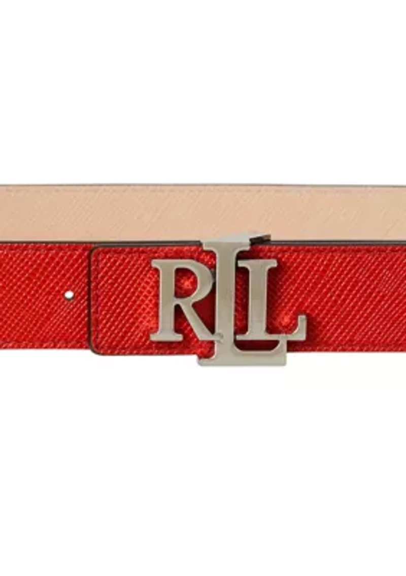 Logo Reversible Crosshatch Leather Belt