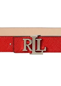 Logo Reversible Crosshatch Leather Belt