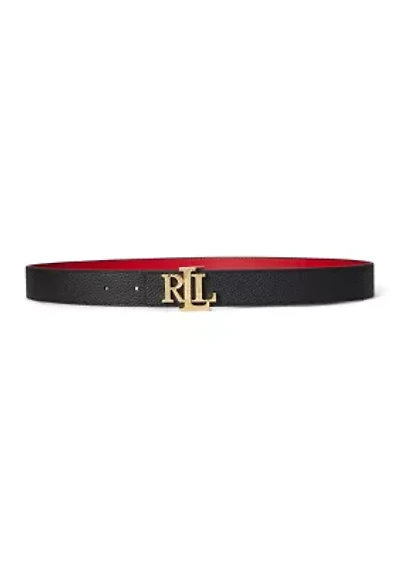 Logo Reversible Pebbled Leather Belt