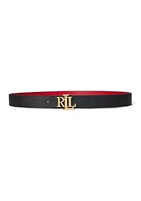 Logo Reversible Pebbled Leather Belt