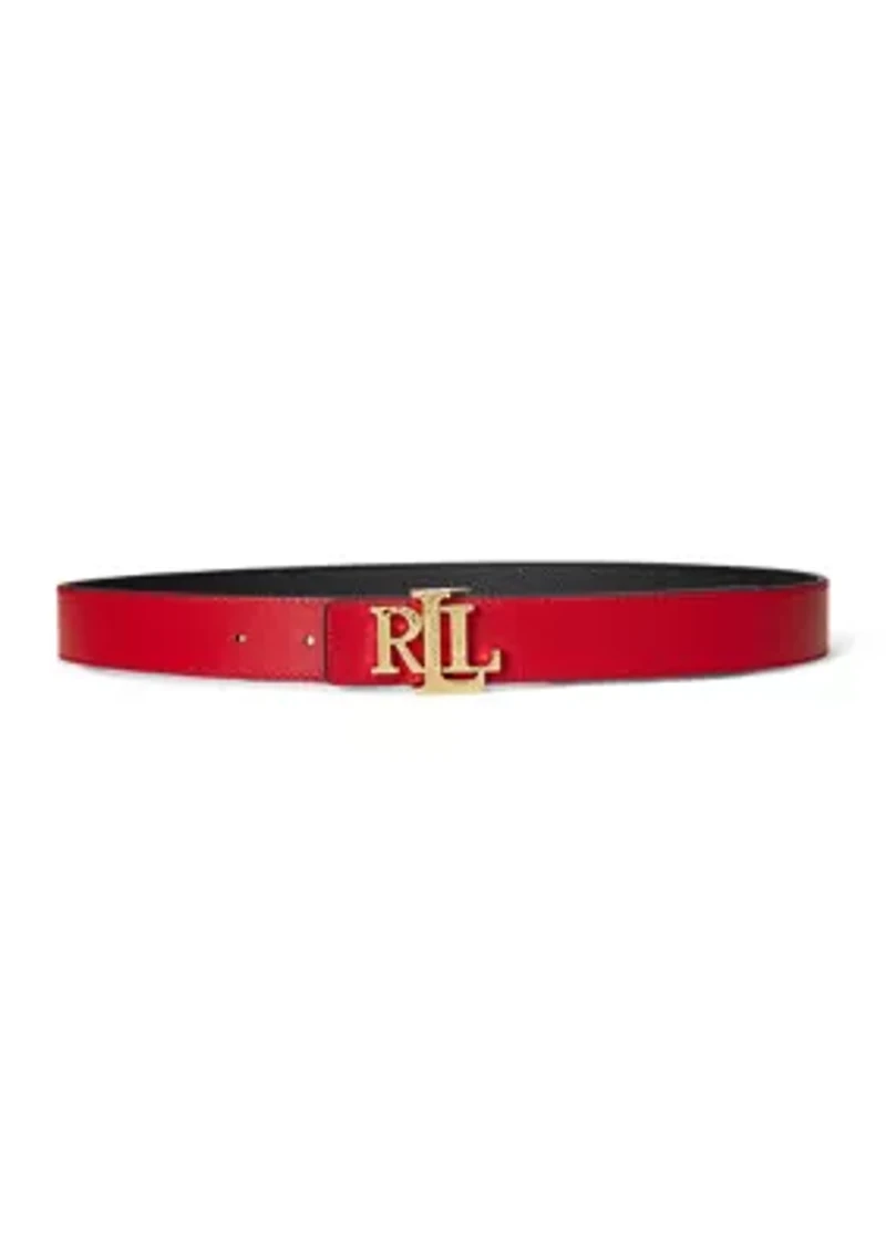 Logo Reversible Pebbled Leather Belt