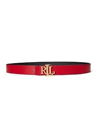 Logo Reversible Pebbled Leather Belt
