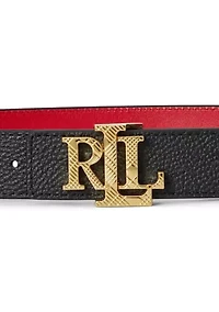 Logo Reversible Pebbled Leather Belt