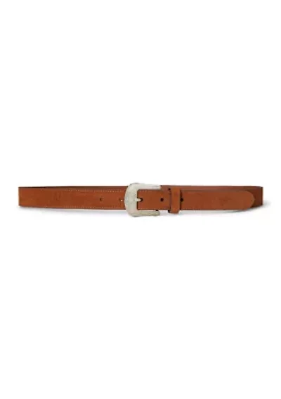 Tooled-Buckle Leather Belt