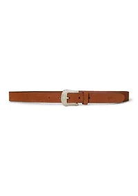 Tooled-Buckle Leather Belt