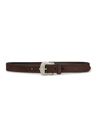 Tooled-Buckle Leather Belt
