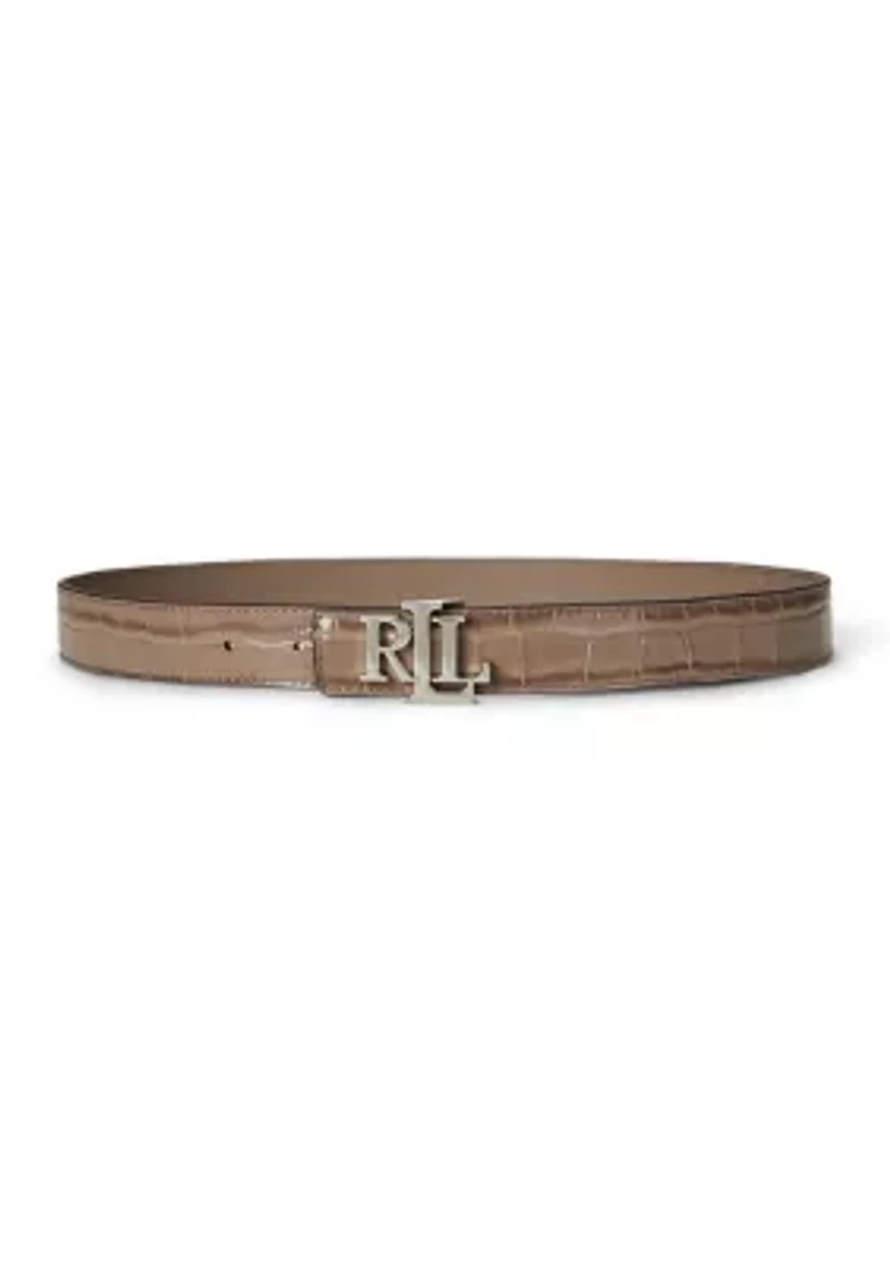Logo Reversible Embossed Leather Belt
