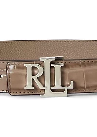 Logo Reversible Embossed Leather Belt