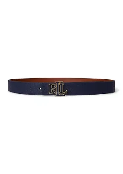 Logo Reversible Pebbled Leather Belt