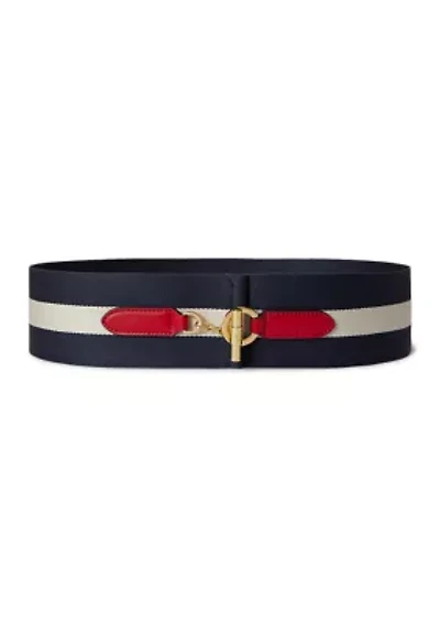 Striped Webbed Toggle Wide Belt