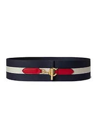 Striped Webbed Toggle Wide Belt