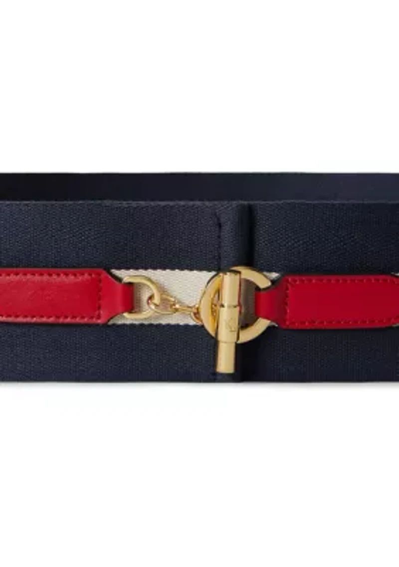 Striped Webbed Toggle Wide Belt