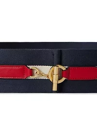 Striped Webbed Toggle Wide Belt