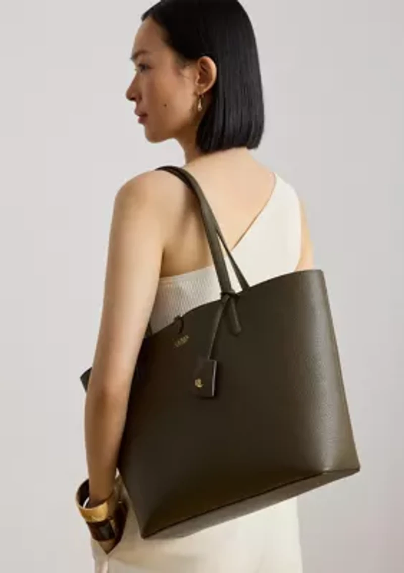 Faux-Leather Large Reversible Tote Bag