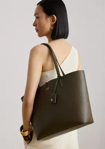 Faux-Leather Large Reversible Tote Bag