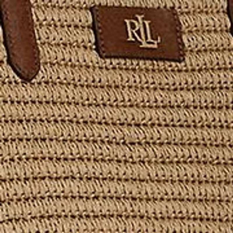 Leather-Trim Straw Large Brie Tote Bag