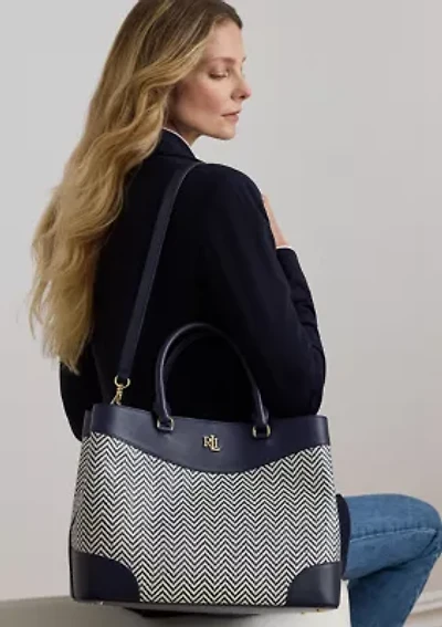 Houndstooth Woven Large Marcy Satchel