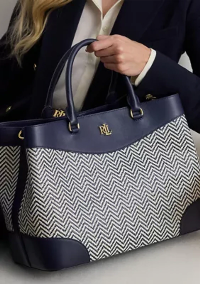 Houndstooth Woven Large Marcy Satchel