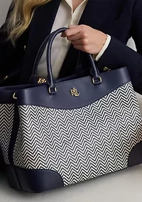 Houndstooth Woven Large Marcy Satchel