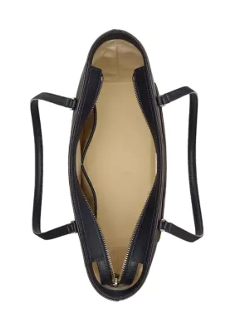 Striped Leather Medium Karly Tote Bag