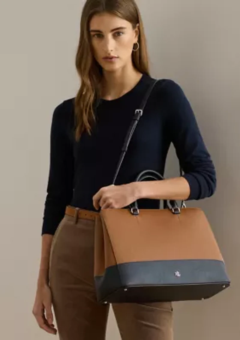 Striped Leather Large Hanna Satchel