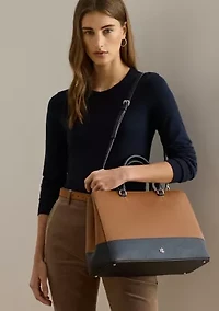 Striped Leather Large Hanna Satchel