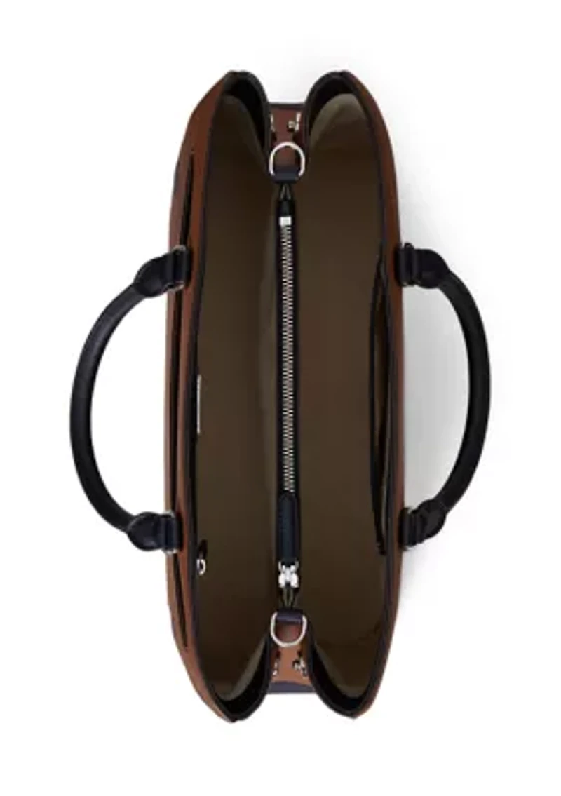 Striped Leather Large Hanna Satchel