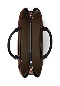 Striped Leather Large Hanna Satchel