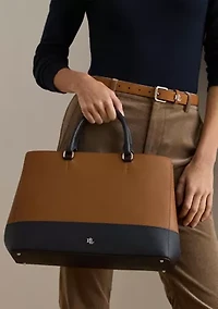 Striped Leather Large Hanna Satchel