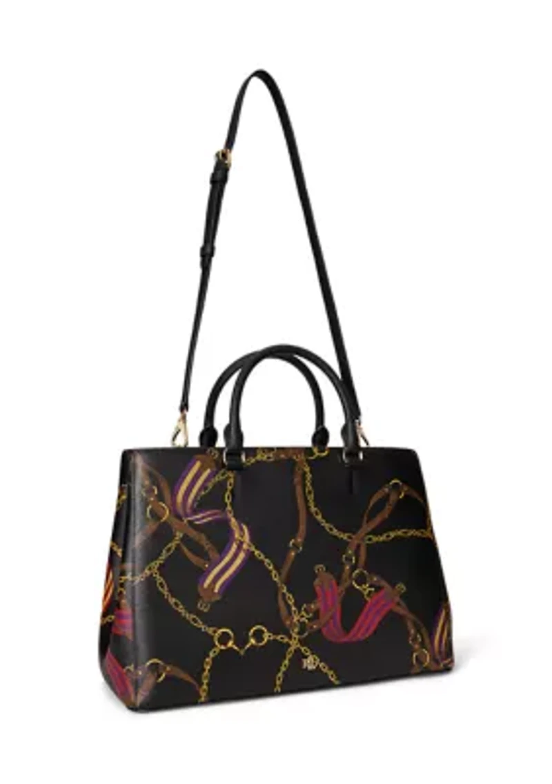 Plaid Leather Large Hanna Satchel